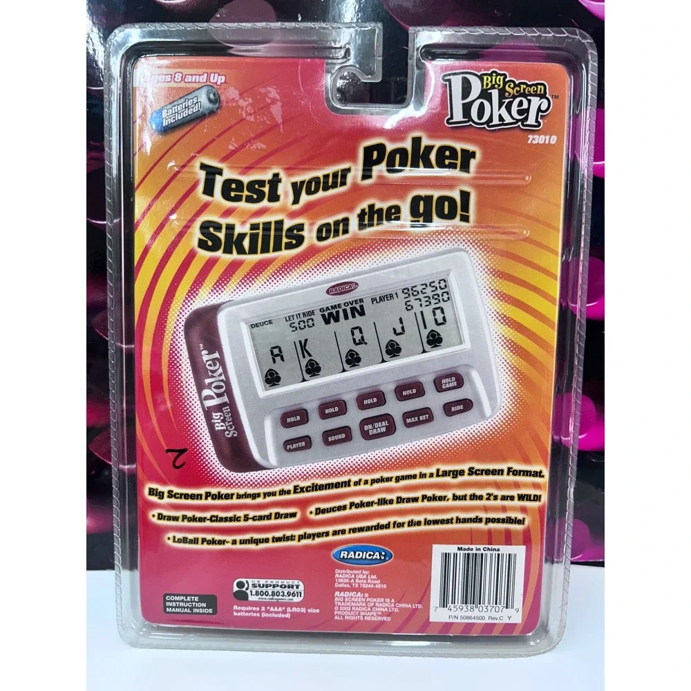 Radica Big‎ Screen Poker Handheld Electronic Game 73010 New Sealed Vintage 2002